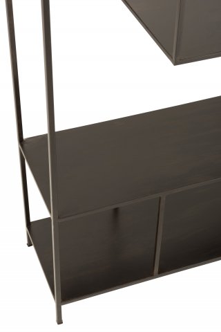 Étagère haute rectangulaire 5 niveaux irréguliers DEZI en métal noir.